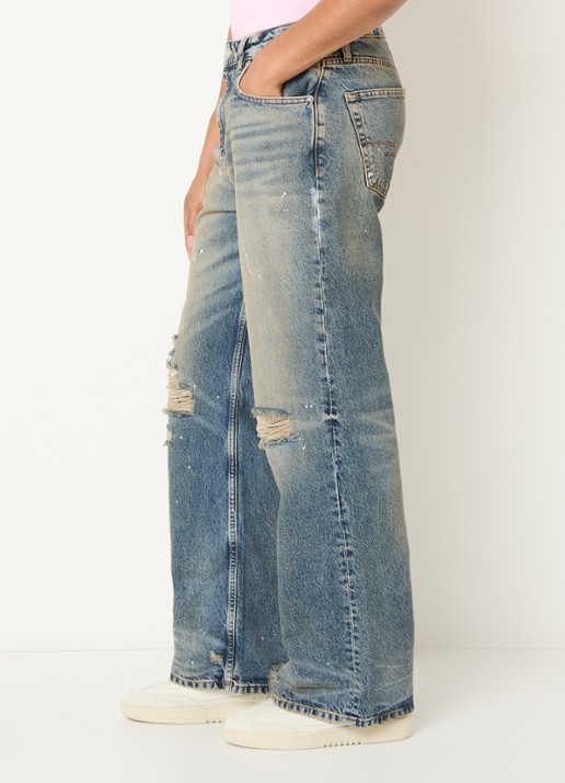FLÂNEUR Loose fit jeans met destroyed afwerking - detail 2 indigo