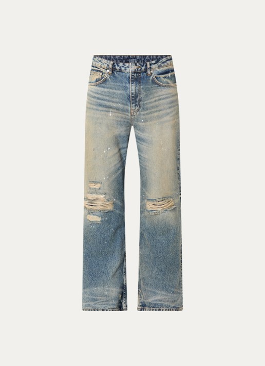 FLÂNEUR Loose fit jeans met destroyed afwerking - voorkant 3 indigo