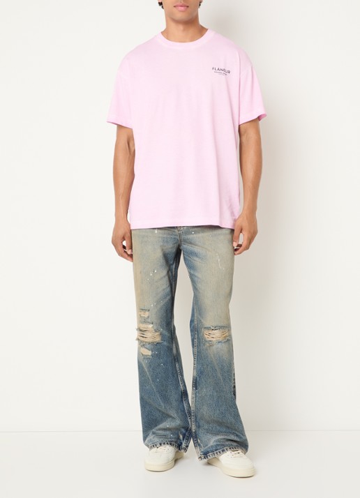 FLÂNEUR Loose fit jeans met destroyed afwerking - voorkant 4 indigo