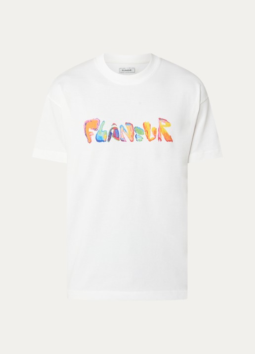 FLÂNEUR Markerstift T-shirt met logoprint - voorkant 2 wit