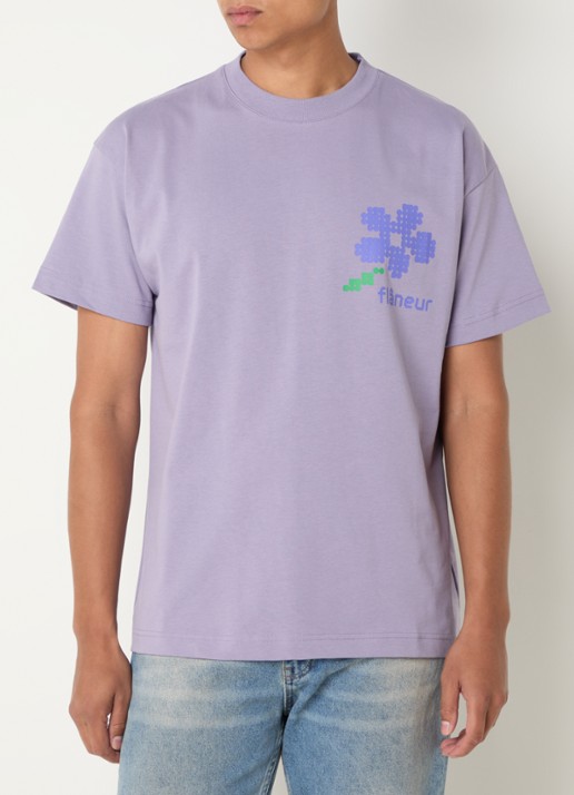 FLÂNEUR Pixel T-shirt met logo- en backprint - achterkant lila