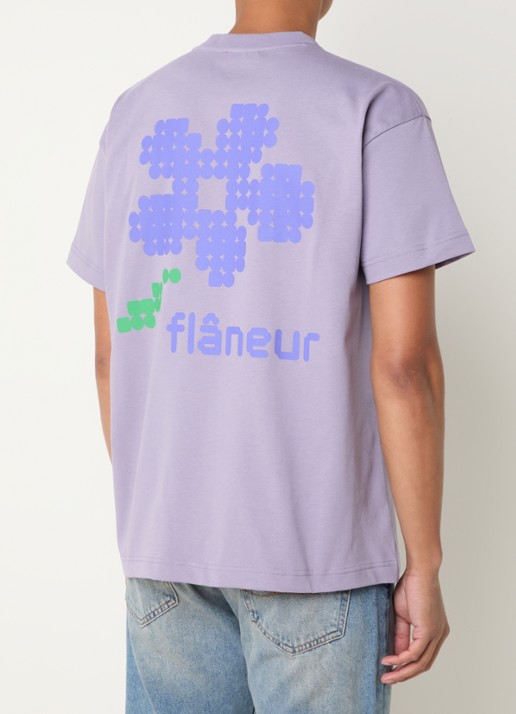 FLÂNEUR Pixel T-shirt met logo- en backprint - detail 4 lila