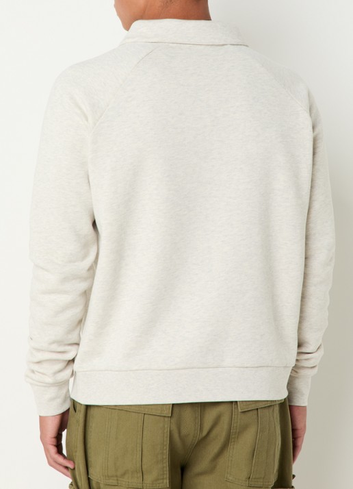 FLÂNEUR Raglan trui met halve rits en logoborduring - achterkant 3 lichtgrijs