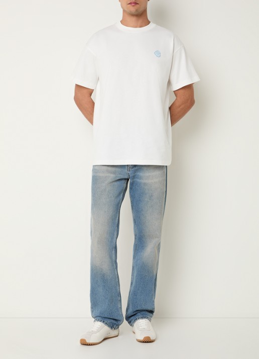 FLÂNEUR Rubber T-shirt met logo - voorkant 3 wit