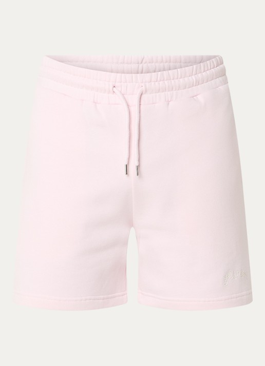 FLÂNEUR Signature straight fit korte joggingbroek met logo - voorkant roze