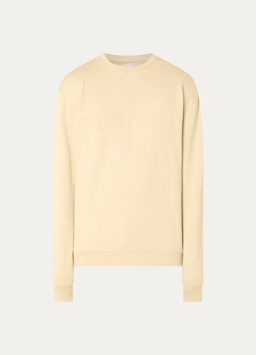 FLÂNEUR Signature sweater met logoprint - voorkant 2 beige