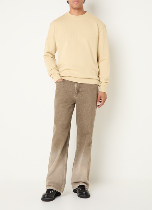 FLÂNEUR Signature sweater met logoprint - voorkant 3 beige