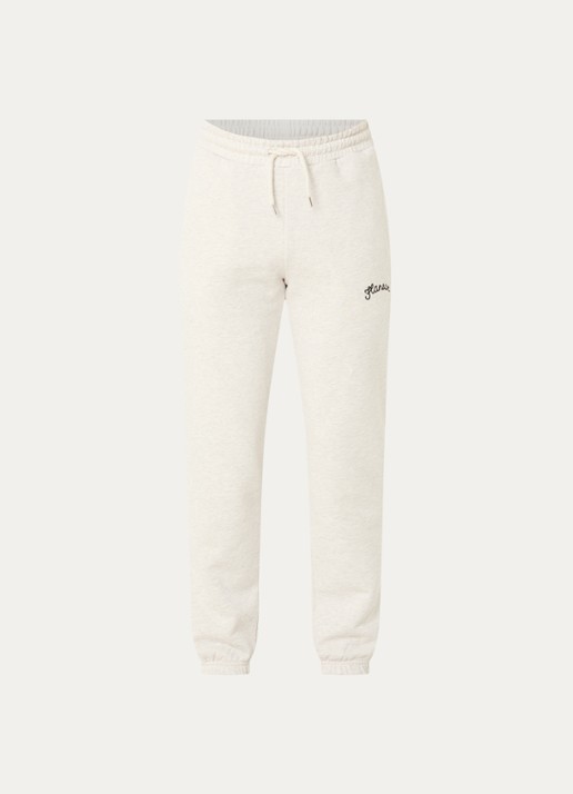 FLÂNEUR Signature tapered fit joggingbroek met logo  - voorkant 2 grijsmele