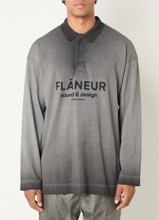 FLÂNEUR Sound & Design Studio Member regular fit polo met logoprint - detail grijs