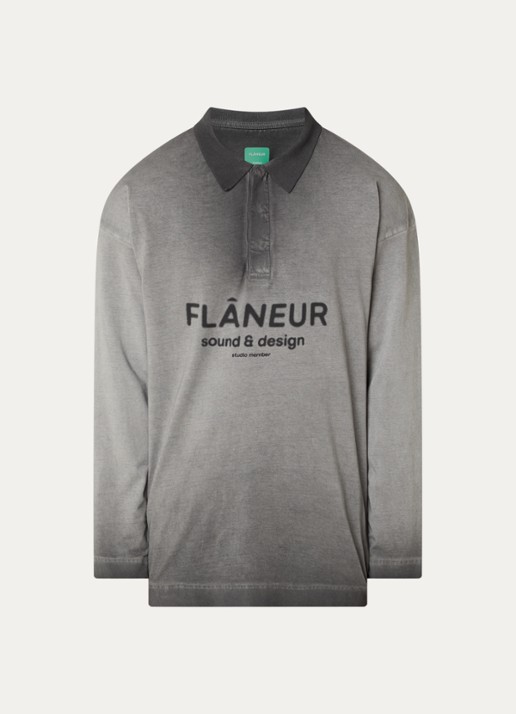 FLÂNEUR Sound & Design Studio Member regular fit polo met logoprint - voorkant 2 grijs