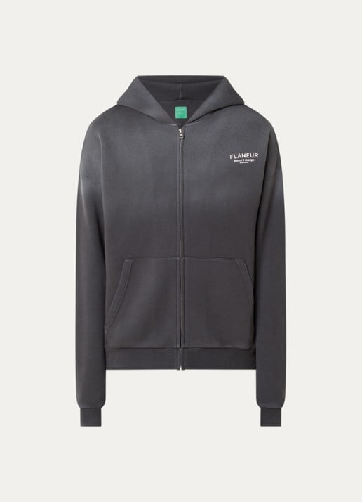 FLÂNEUR Sound & Design Studio Member sweatvest met logo- en backprint - voorkant 2 antraciet