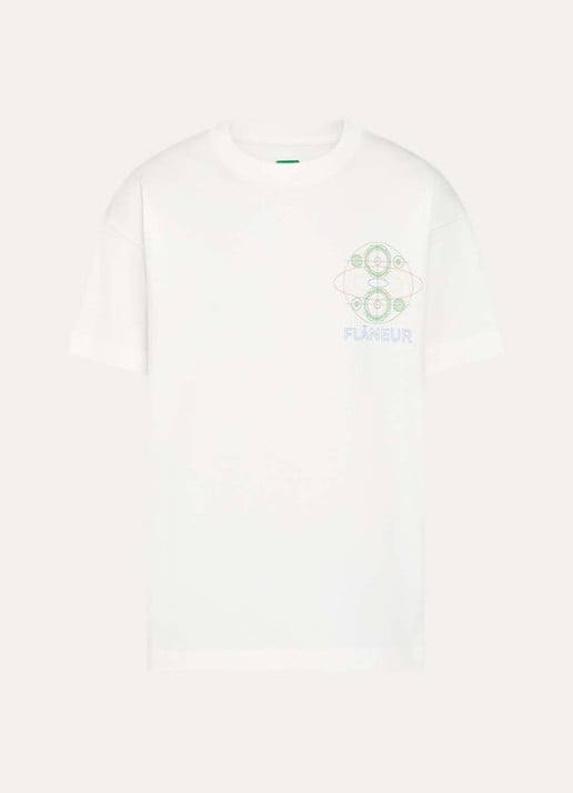 FLÂNEUR Speaker T-shirt met logo- en backprint - voorkant 2 wit