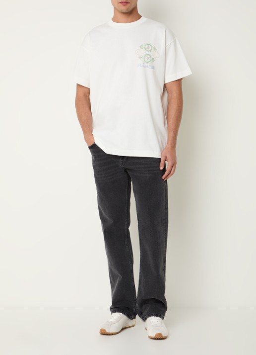 FLÂNEUR Speaker T-shirt met logo- en backprint - voorkant 3 wit