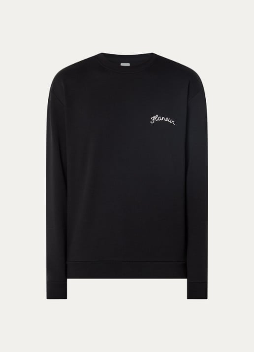 FLÂNEUR Sweater met logoborduring - voorkant 2 zwart