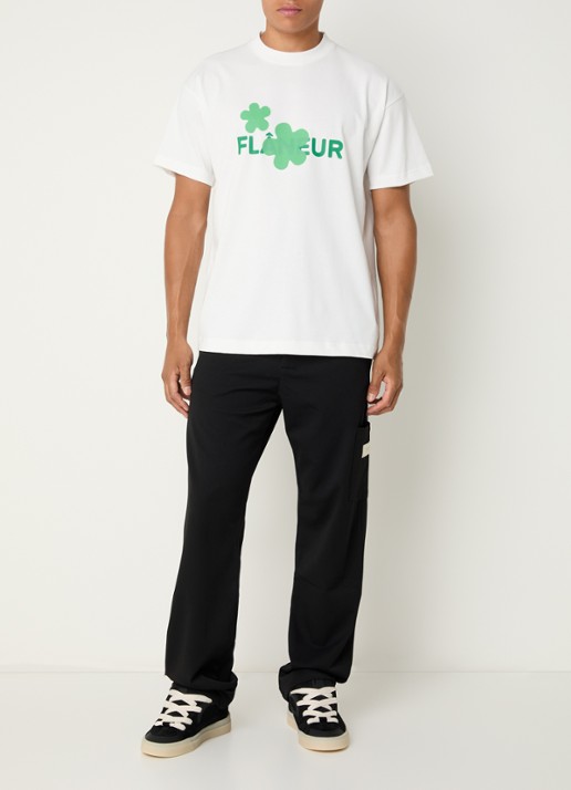 FLÂNEUR T-shirt met logoprint - voorkant 2 wit