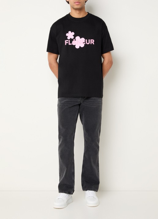 FLÂNEUR T-shirt met logoprint - voorkant 2 roze