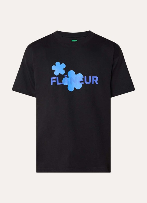 FLÂNEUR T-shirt met logoprint - voorkant 2 blauw