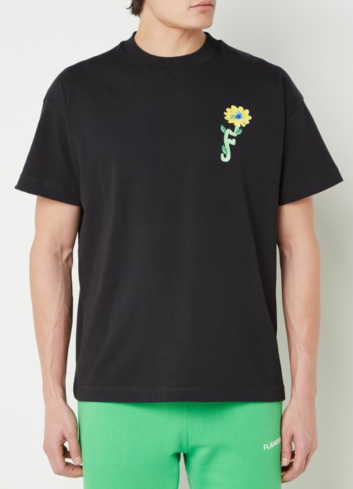 FLÂNEUR Tortuous T-shirt met logo- en backprint - achterkant 2 zwart