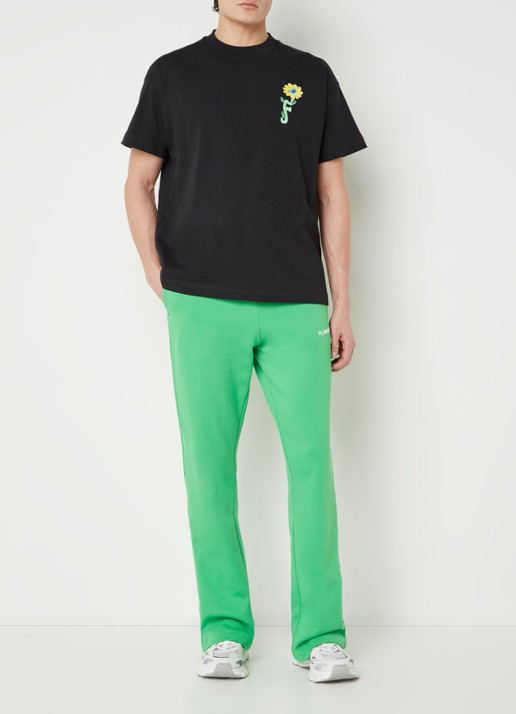 FLÂNEUR Tortuous T-shirt met logo- en backprint - voorkant 4 zwart