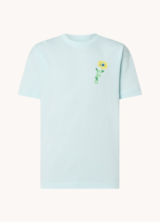 FLÂNEUR Tortuous T-shirt met logo- en backprint - voorkant 2 mint