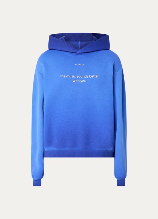 FLÂNEUR With You hoodie met logoprint - voorkant 3 kobaltblauw
