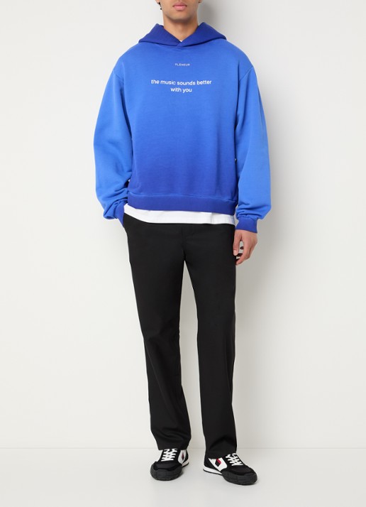 FLÂNEUR With You hoodie met logoprint - voorkant 4 kobaltblauw