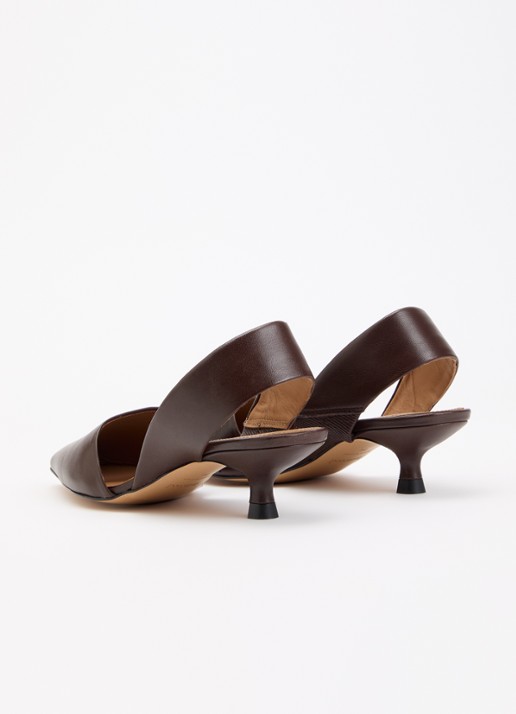 Flattered Ninni sling-back van leer - achterkant 2 donkerbruin