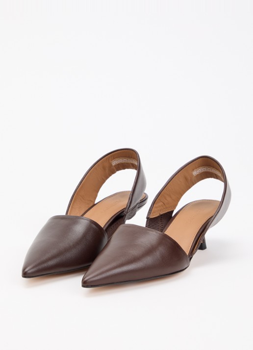 Flattered Ninni sling-back van leer - detail 3 donkerbruin