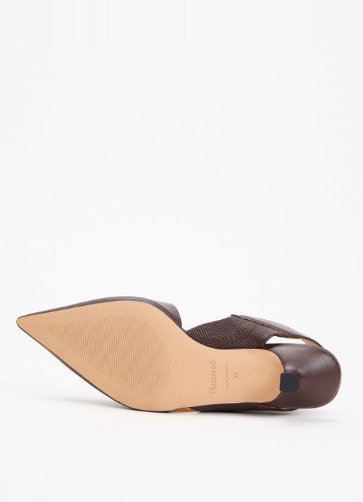 Flattered Ninni sling-back van leer - detail 5 donkerbruin