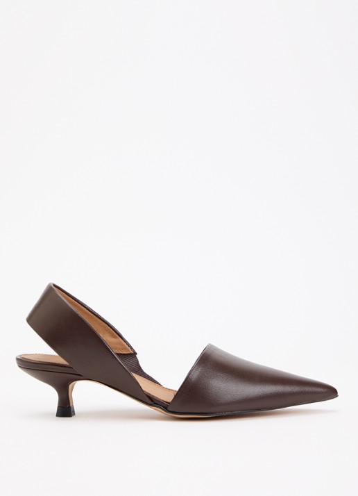Flattered Ninni sling-back van leer - voorkant donkerbruin
