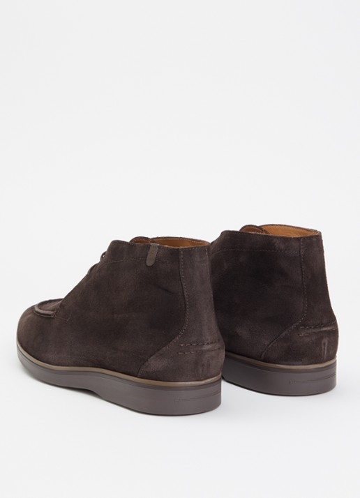 Floris van Bommel De Oister 05.00 casual veterschoen van suède - achterkant 4 donkerbruin
