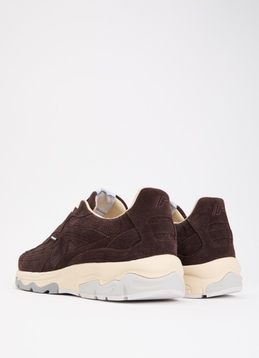 Floris van Bommel De Rezer 02.05 sneaker van suède - achterkant donkerbruin