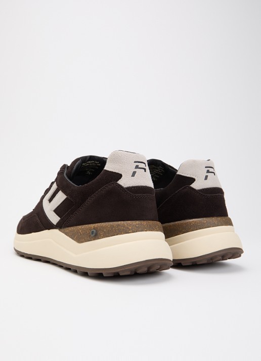 Floris van Bommel De Trikker 05.00 sneaker van suède - achterkant 4 donkerbruin