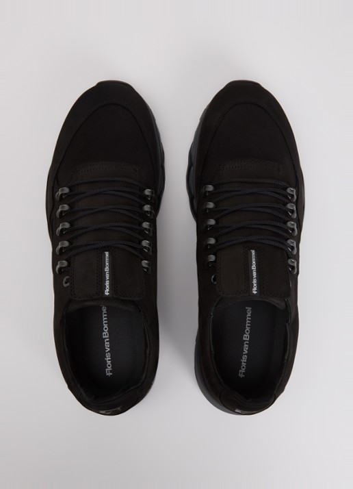 Floris van Bommel De Zager 01.26 sneaker van nubuck - detail 3 zwart