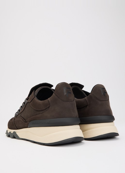 Floris van Bommel De Zager 01.29 sneaker van nubuck - achterkant 5 donkerbruin
