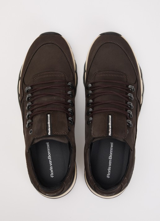 Floris van Bommel De Zager 01.29 sneaker van nubuck - detail 3 donkerbruin