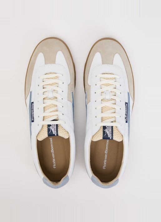 Floris van Bommel De Zaler 01.18 sneaker van leer met suède details - detail 3 staalblauw