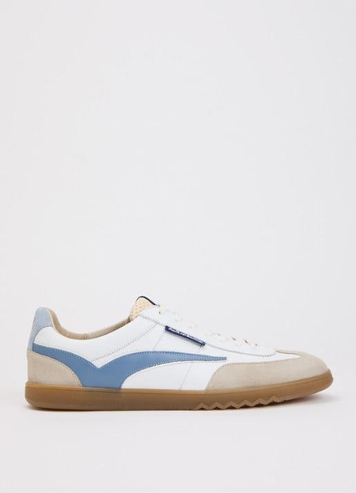 Floris van Bommel De Zaler 01.18 sneaker van leer met suède details - voorkant staalblauw