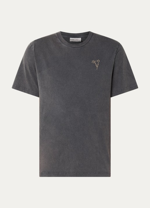 forét Bouquet T-shirt met logoborduring - voorkant 3 antraciet