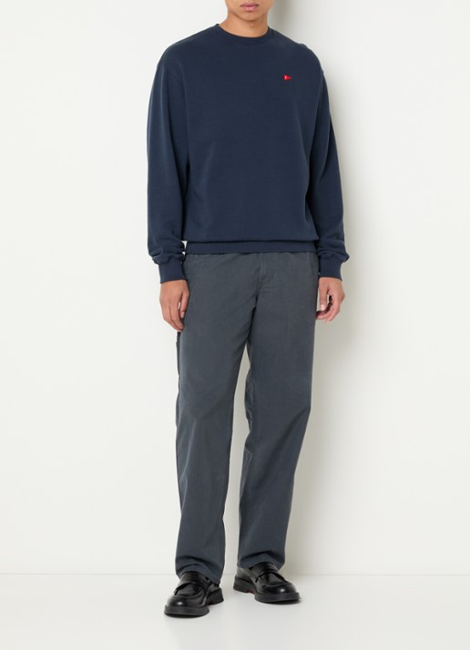 forét Flag sweater met logoborduring - voorkant 2 donkerblauw