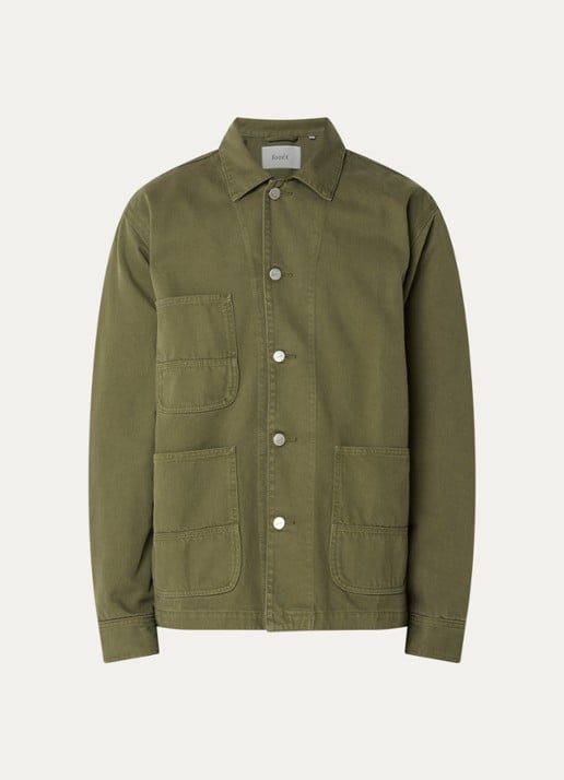 forét Forager overshirt met opgestikte zakken - voorkant 3 legergroen