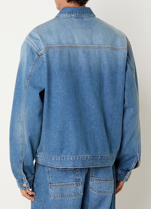 forét Hayz spijkerjas met borstzak en medium wassing - achterkant 4 blauw