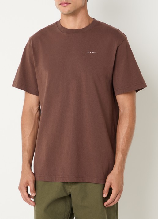 forét Haze T-shirt met front- en backprint - achterkant 4 kastanjebruin