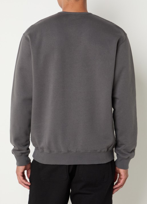 forét Noon sweater met logoborduring - achterkant 4 donkergrijs