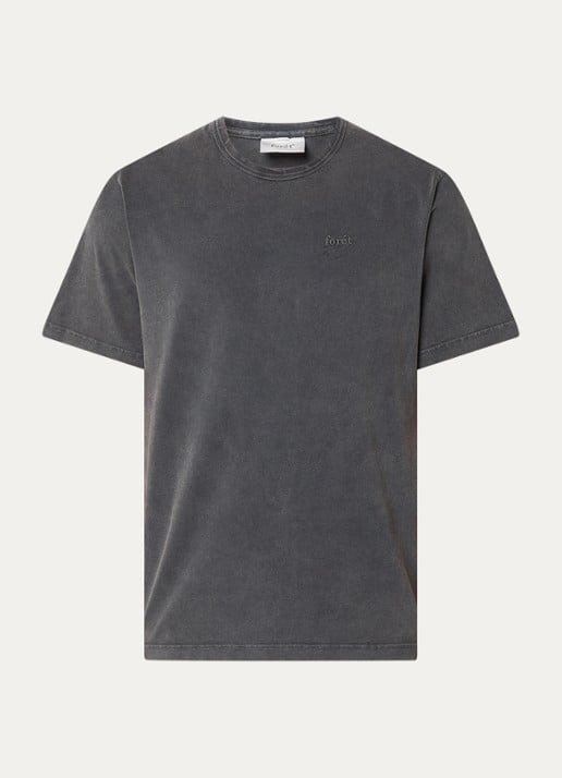 forét Oak T-shirt met logoborduring - voorkant 2 donkergrijs