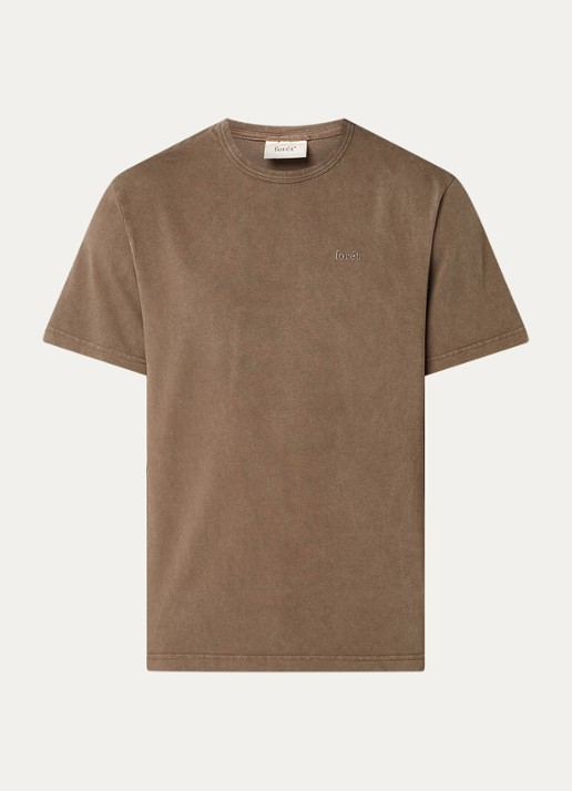 forét Oak T-shirt met logoborduring - voorkant 2 khaki