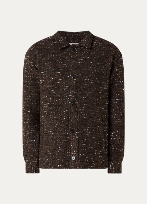 forét Overshirt met tweed-look en steekzakken - voorkant 2 bruin