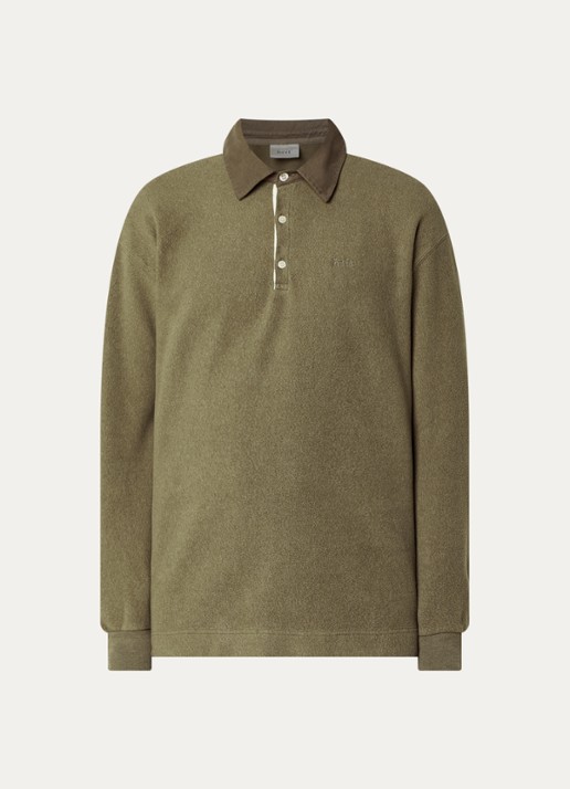 forét Regular fit polo met logo - voorkant 3 mosgroen