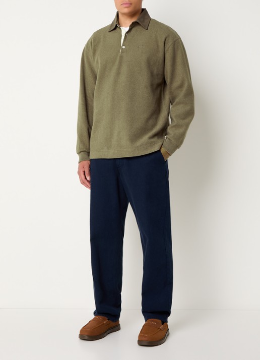 forét Regular fit polo met logo - voorkant 4 mosgroen