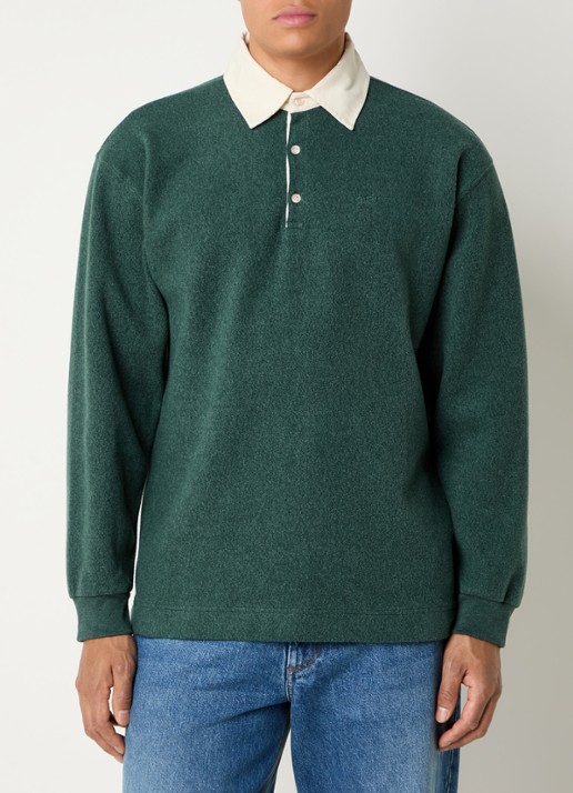 forét Regular fit polo met logo - detail donkergroen
